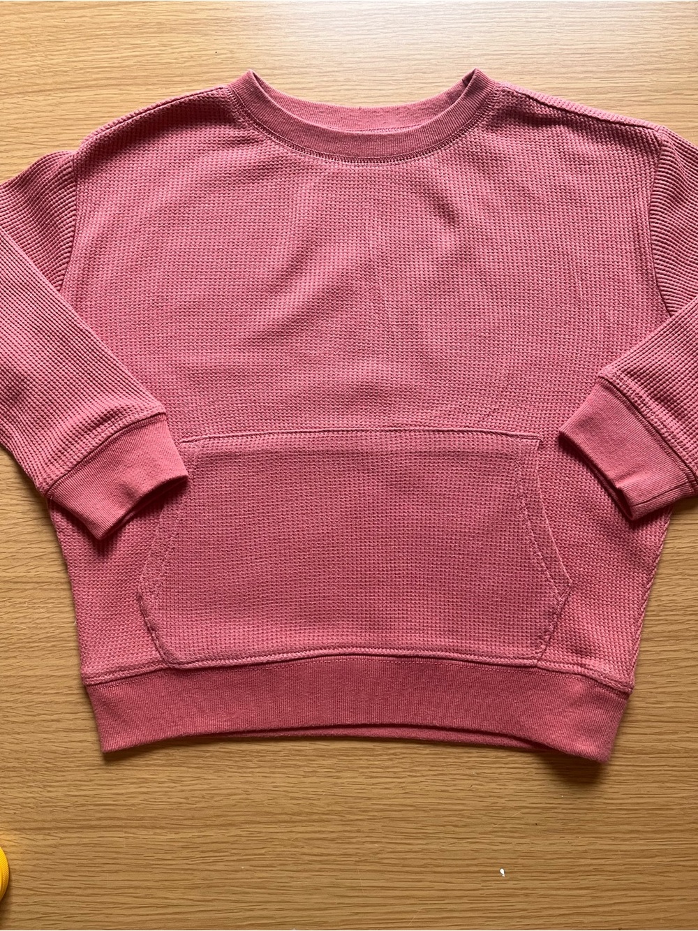 Kids 4T Mauve Pink Waffle-Knit Crewneck Sweater with Front Pocket Like New